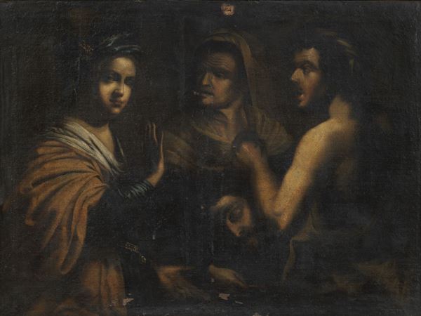 Pittore Caravaggesco XVII Secolo - "Giuditta con la testa di Oloferne"