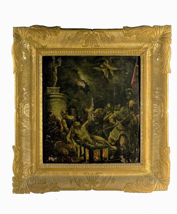 Pittore Italiano Fine XVII Secolo - &quot;The martyrdom of San Lorenzo&quot;
