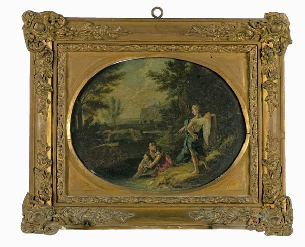 Pittore Veneto Inizio XVIII Secolo - &quot;Tobia e l&#39;Angelo&quot;