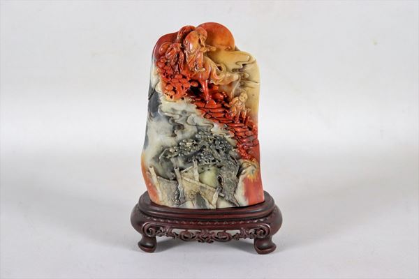 Gruppo cinese in pietra dura "La discesa dall'albero della vita"