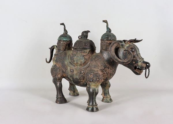 Ancient oriental bronze sculpture "Buffalo"