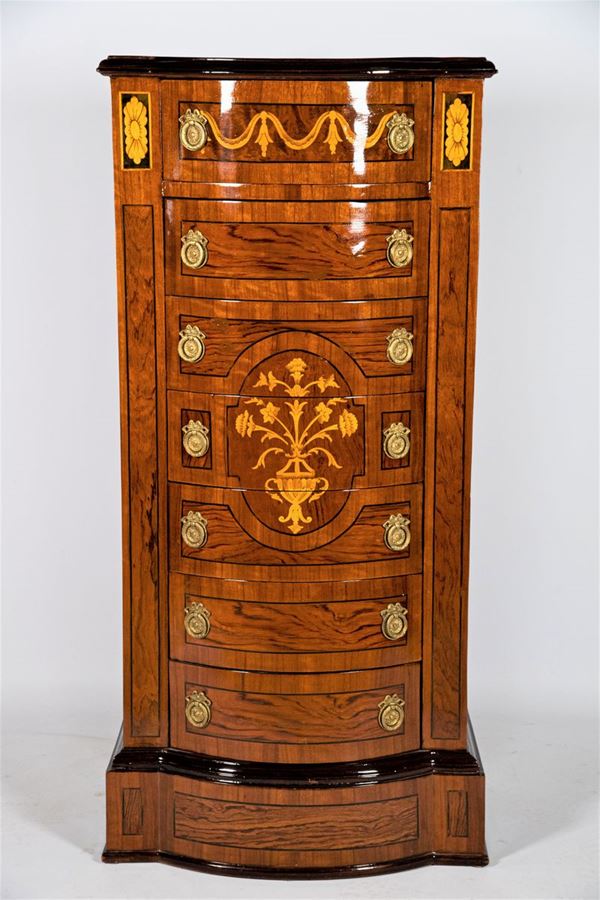 Walnut tallboy of French line