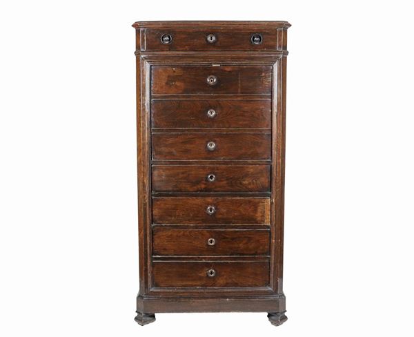Antique Louis Philippe Tuscan walnut secretaire with white marble top