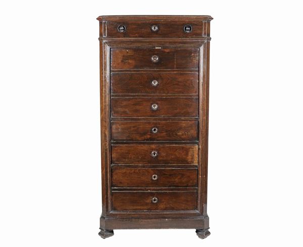 Antico secretaire toscano Luigi Filippo in noce con piano in marmo bianco