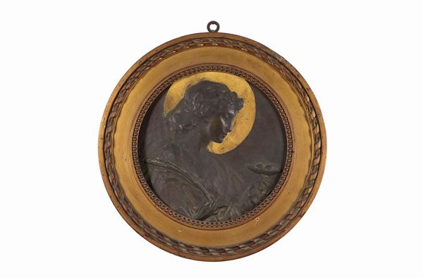 Placca tonda in bronzo "Santa Lucia"