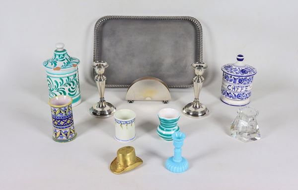 Lot in silver metal, ceramic, earthenware and glass (12 pcs)