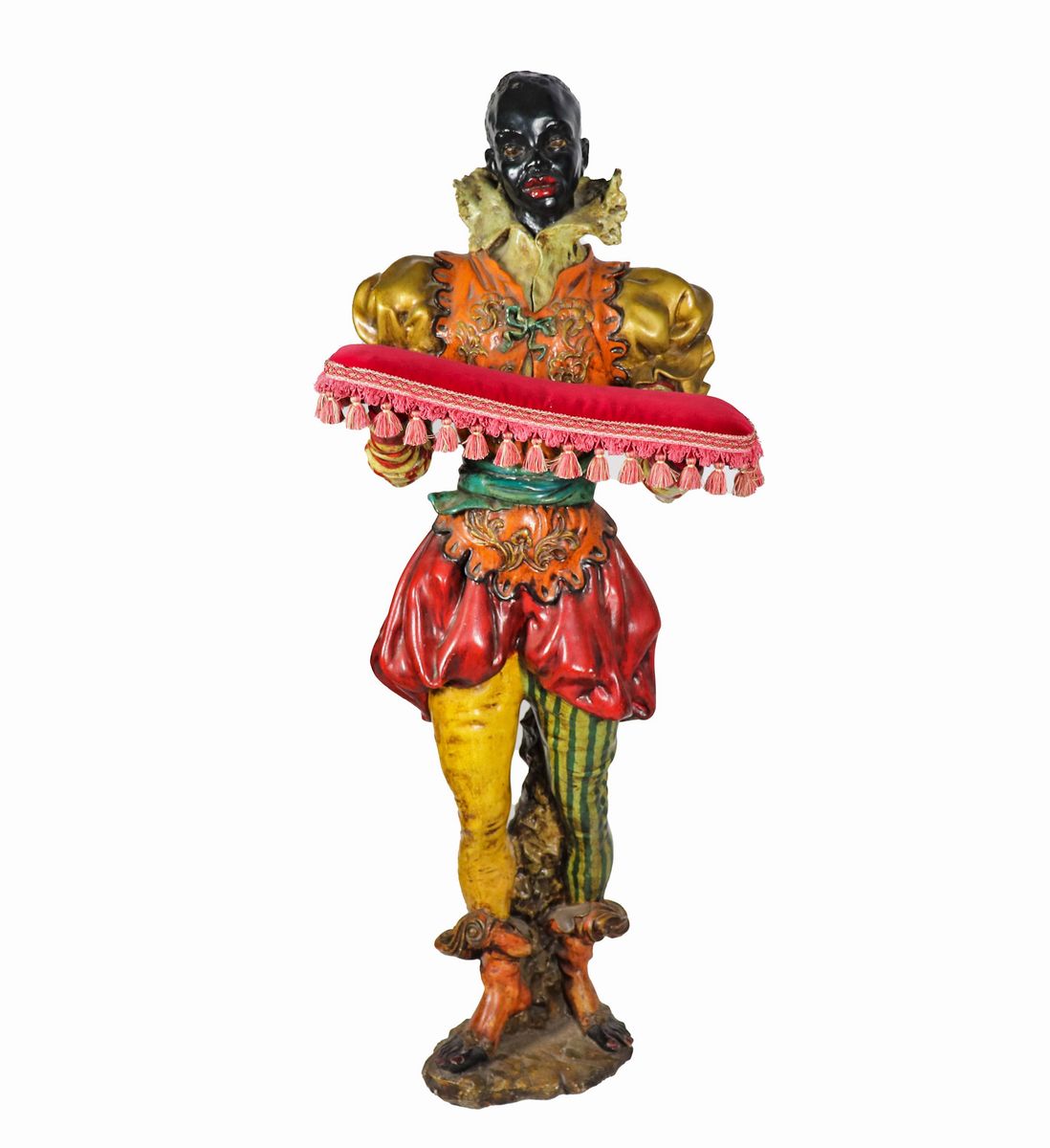 "Moretti Veneziani" coppia di sculture in terracotta smaltata, patinata e policromata