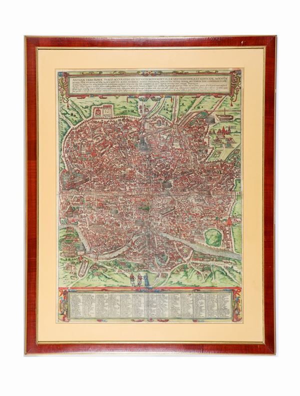 Color engraving "Topographic map of Ancient Rome"