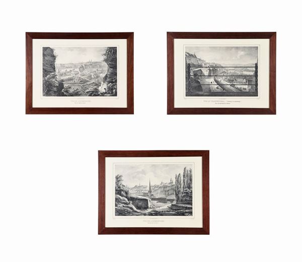 Lot of three French prints "Views of Luxembourg"