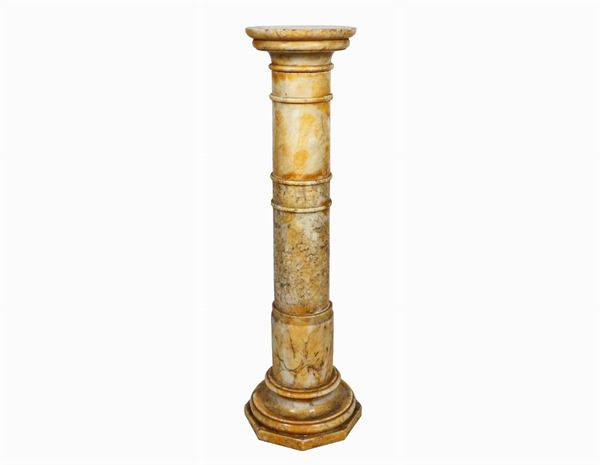 Piccola colonna in marmo brecciato e alabastrino