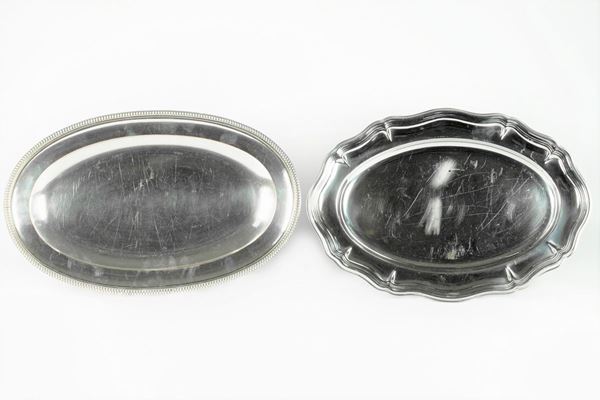 Two metal serving trays