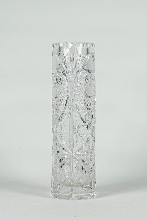 Vaso cilindrico in cristallo di Boemia 
