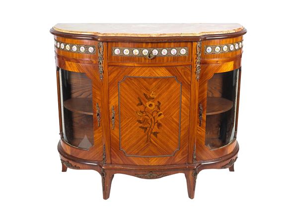 French demi-moons servant in bois de rose and mahogany