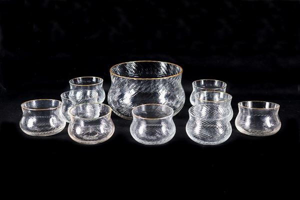 Torchon blown Murano glass fruit salad set (10 pcs)  - Auction FINE ART TIME AUCTION and Furniture of Private Collections and Heritage - Gelardini Aste Casa d'Aste Roma