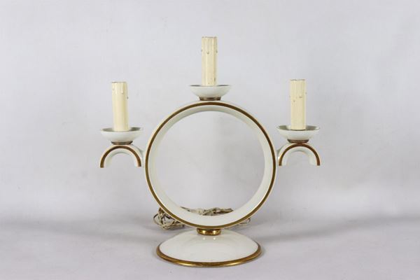 Rosenthal white porcelain candelabra with pure gold profiles, 3 flames