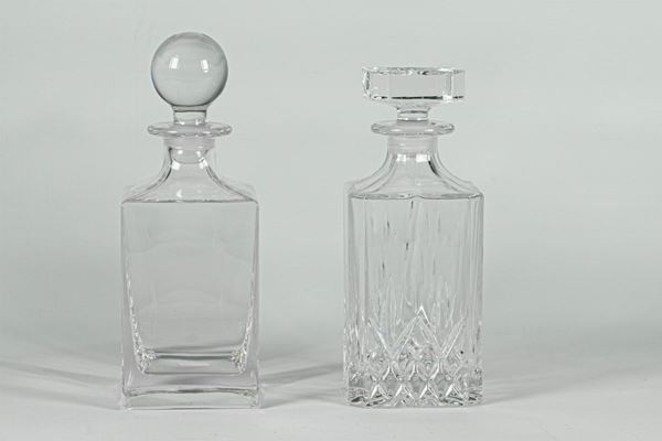 Two Crystal Whiskey Bottles