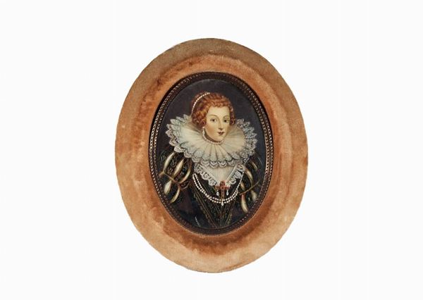 Oval painted miniature "Elizabeth I"
