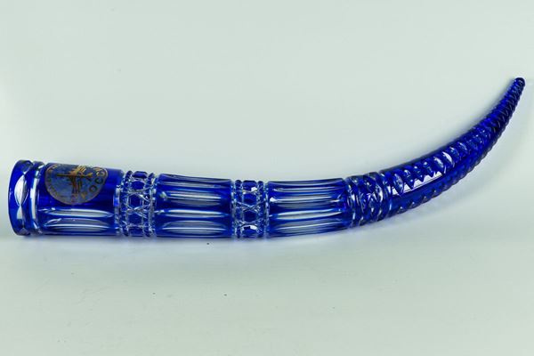 Horn in cobalt blue crystal