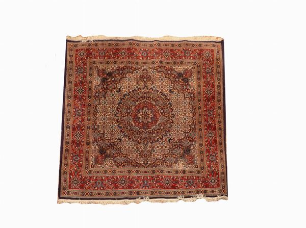 Persian Kerman carpet with geometric background with red borders, 2.11 x 2.04 m