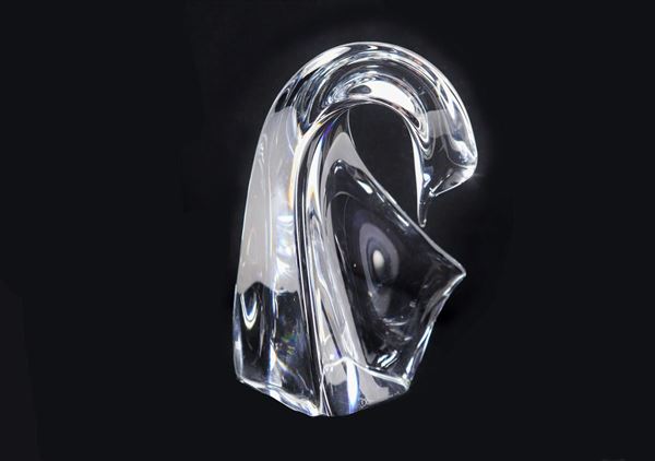 "Swan" sculpture in French glass DAUM