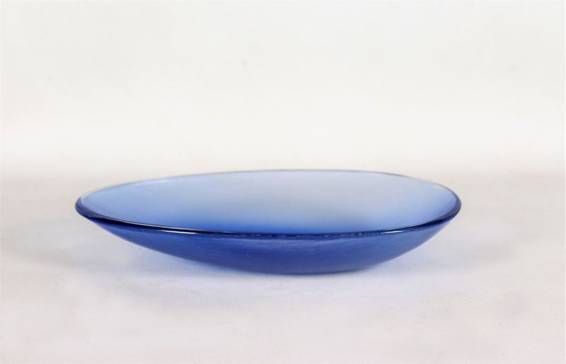 Centrotavola ovaloide in vetro di Murano firmato Venini