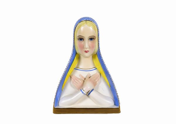 Small "Madonnina" sculpture in glazed ceramic by Lenci