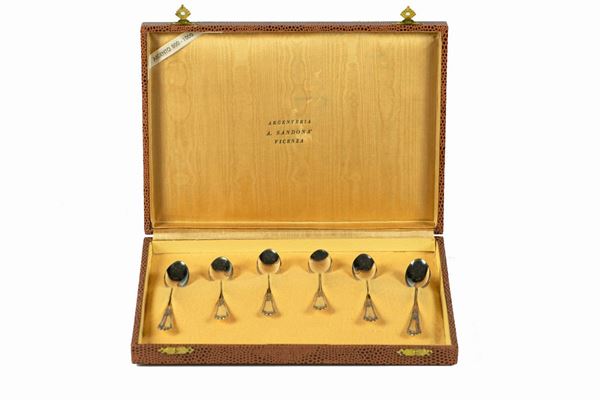 Six silver coffee spoons