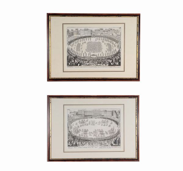Pair of ancient engravings "Feast of the Most Serene Grand Duke of Tuscany"