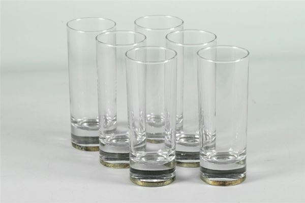 Six drink glasses in half crystal