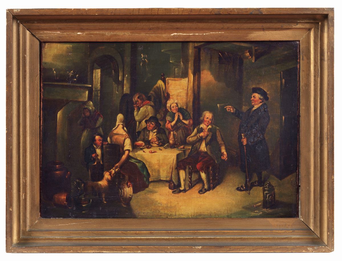 "Interno di cucina con il pranzo dei contadini", dipinto ad olio su tela