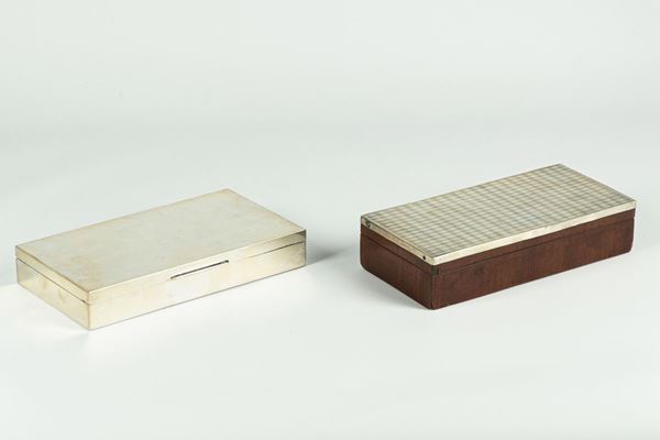 Two boxes in silver and wood