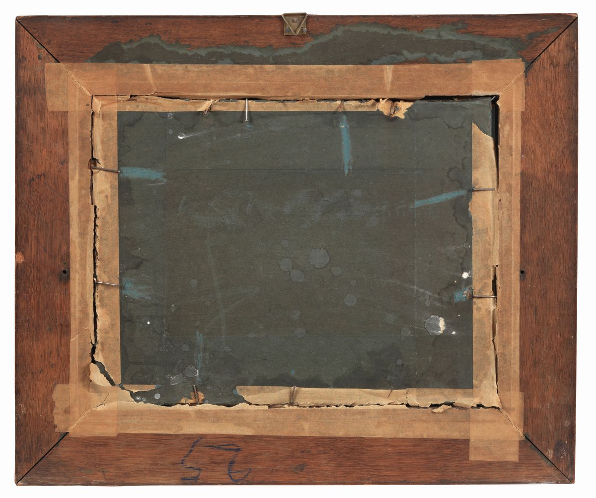 'L'ascensione in mongolfiera del principe', piccolo dipinto sottovetro