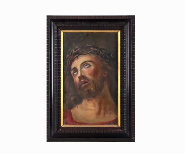 Scuola Italiana XIX Secolo - "Ecce Homo", piccolo dipinto ad olio su tela 