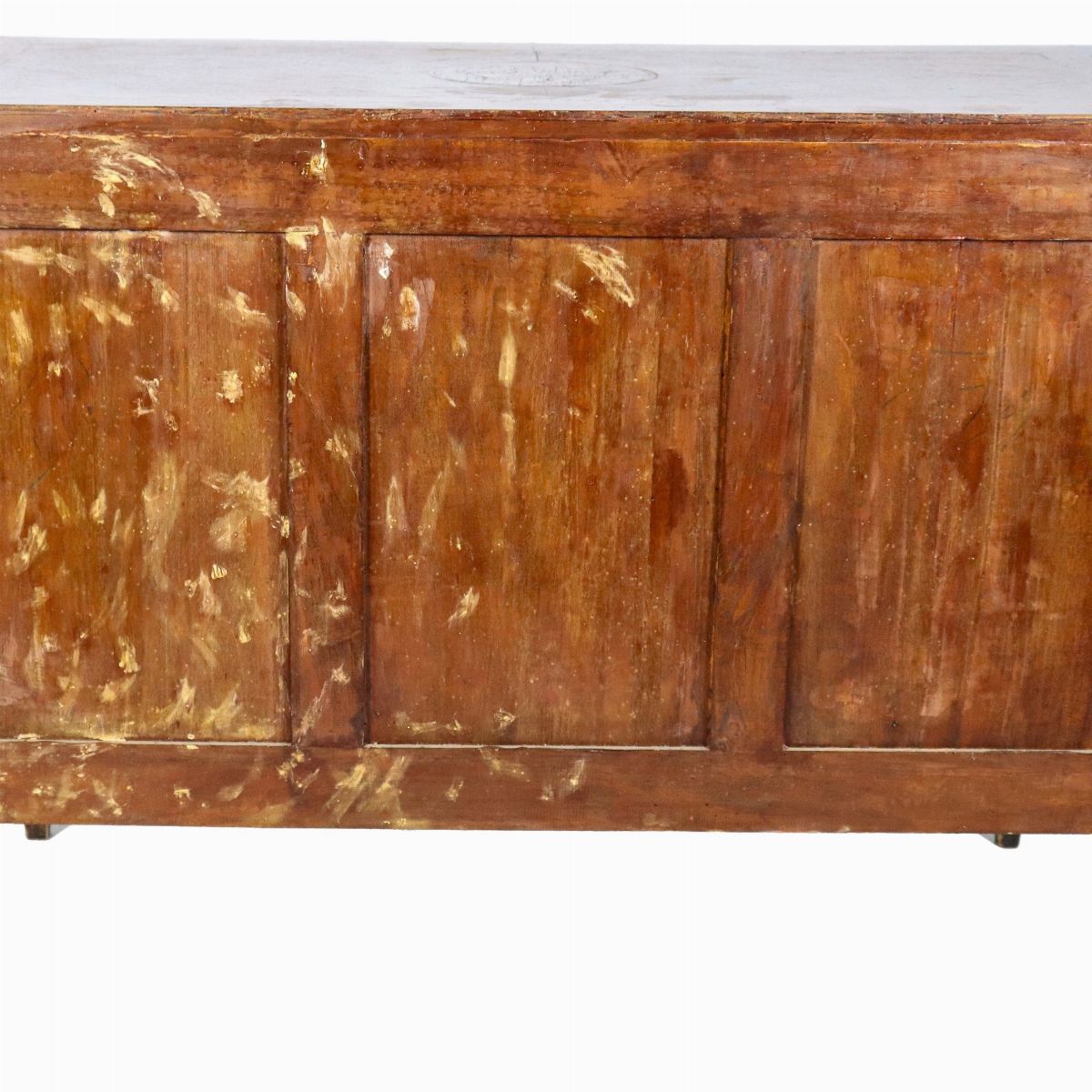Cassettone Lombardo di linea Luigi XVI in noce, ebano viola e bois de rose, con intarsi neoclassi...