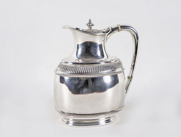 English sheffield carafe, chiseled and embossed with beads and pods