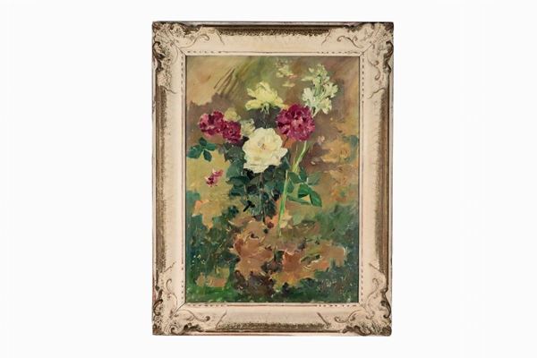 Francesco Cangiullo - Signed. "Rose", oil painting on canvas