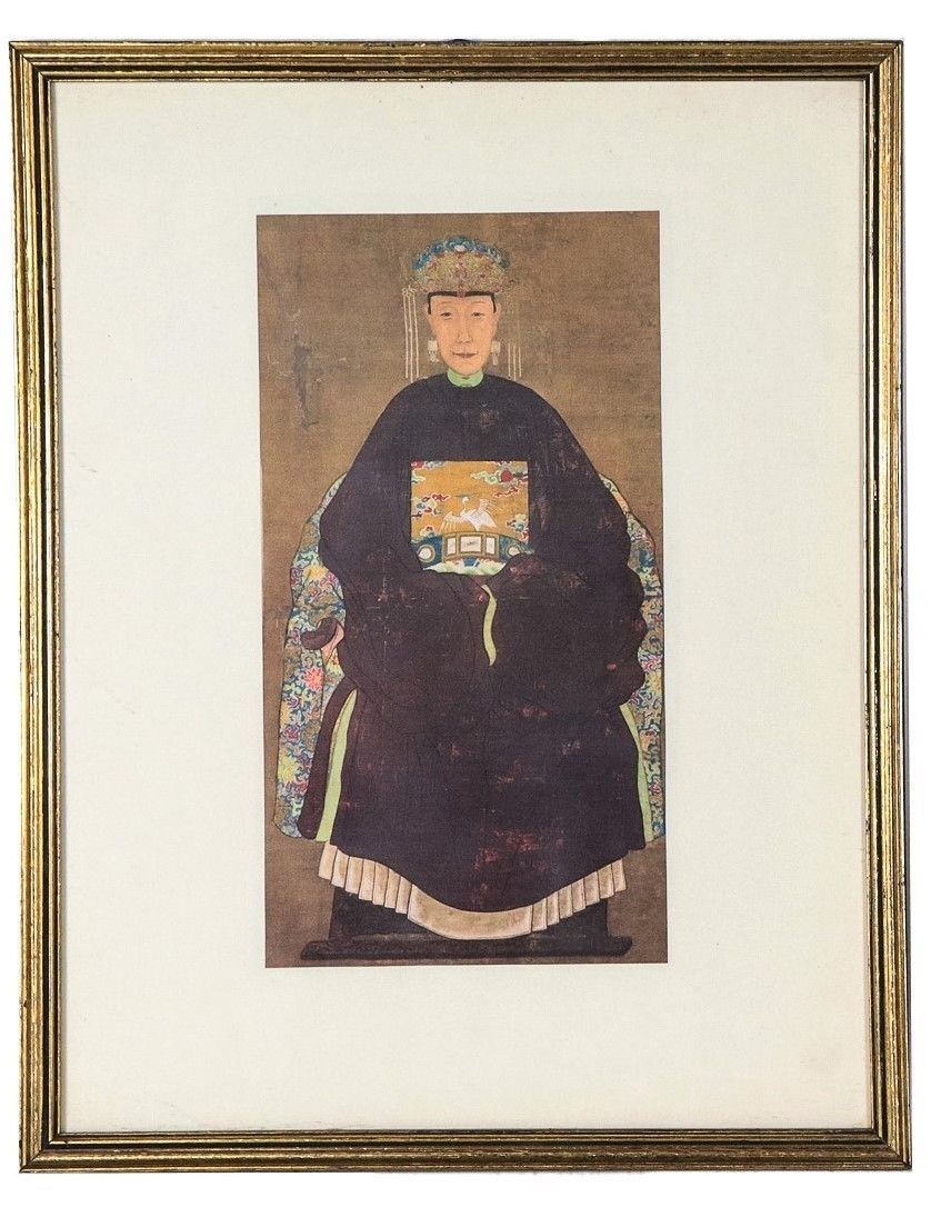 Lotto di sei stampe colorate cinesi "Dignitari"