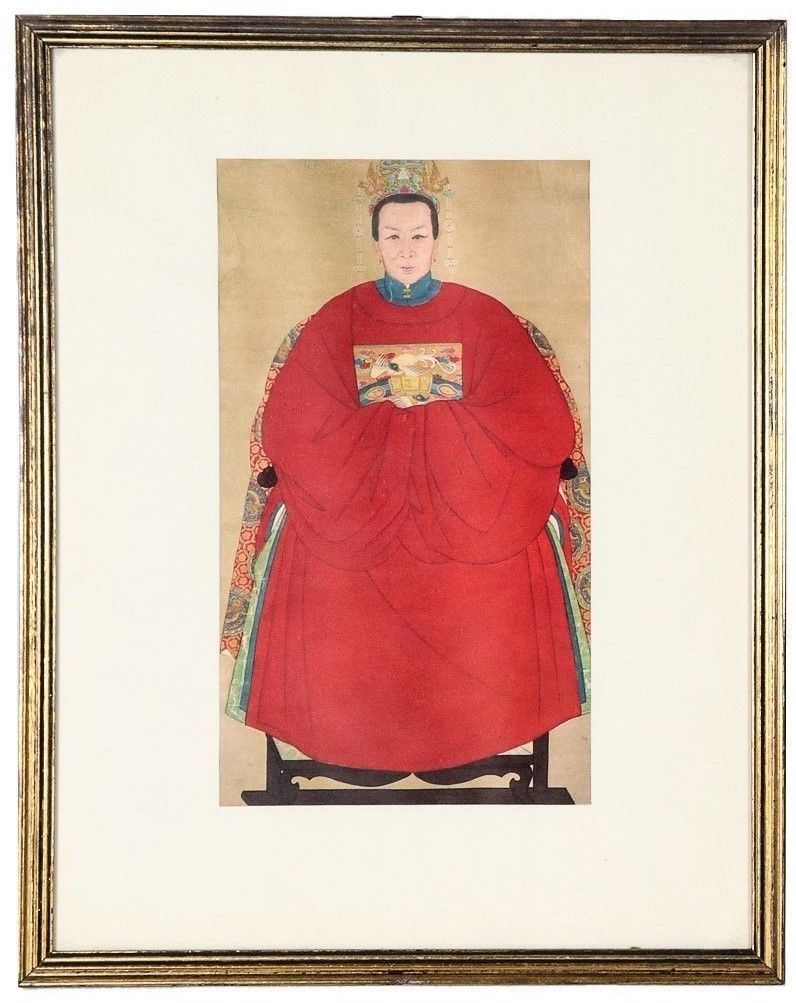 Lotto di sei stampe colorate cinesi "Dignitari"