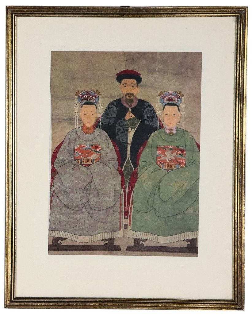 Lotto di sei stampe colorate cinesi "Dignitari"