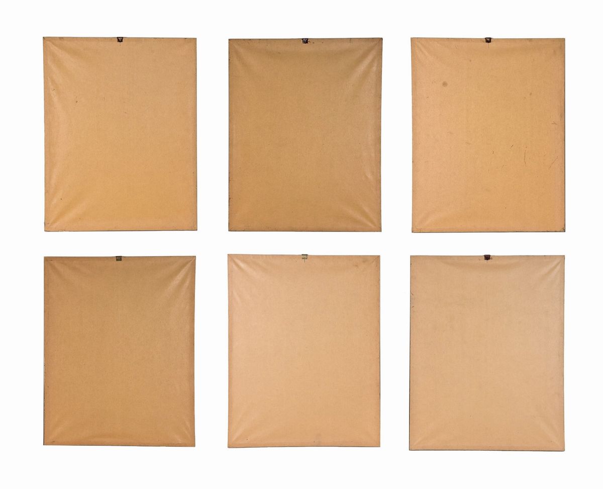 Lotto di sei stampe colorate cinesi "Dignitari"