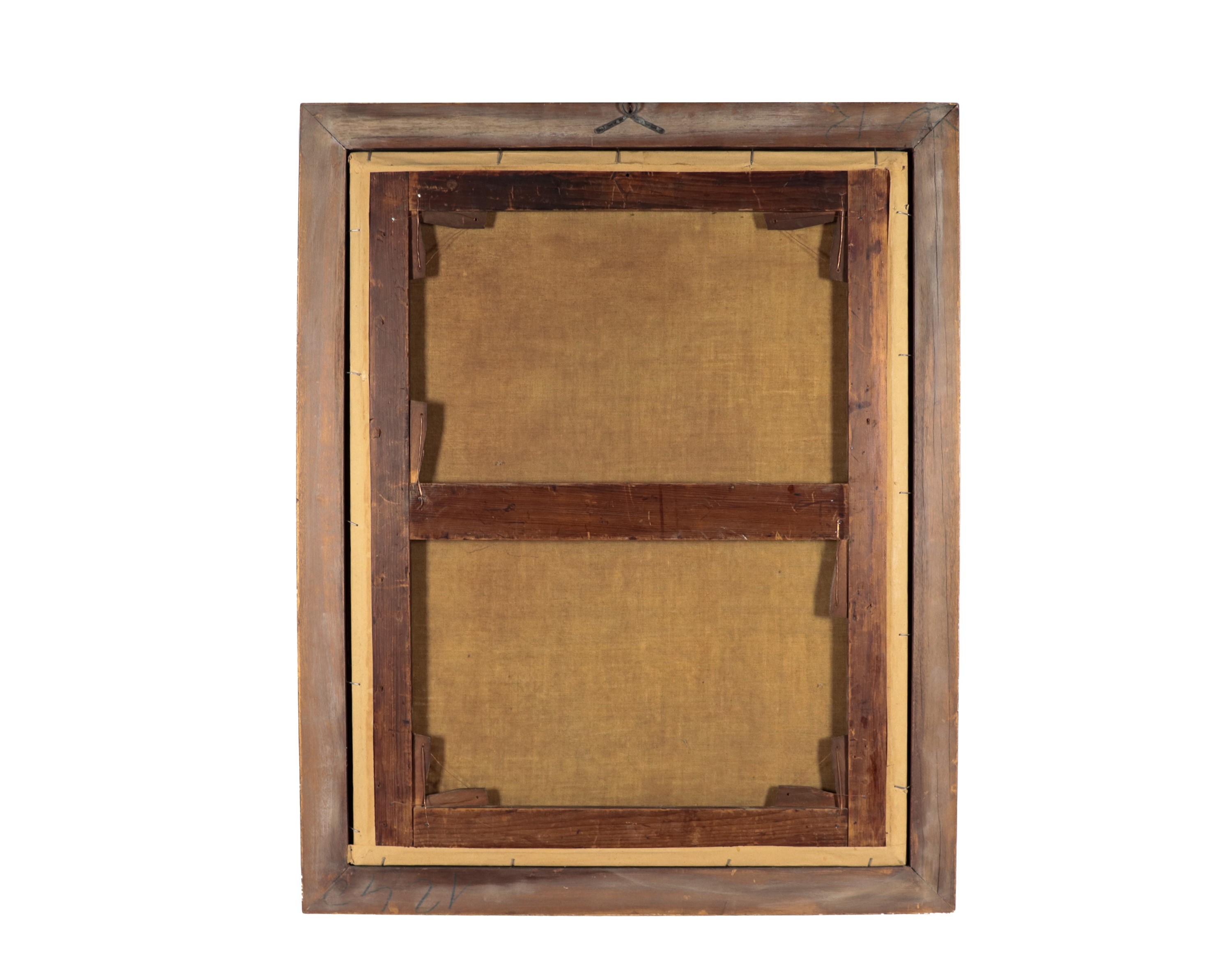 "Paesaggio con casale, contadini e viandanti", pregevole dipinto ad olio su tela