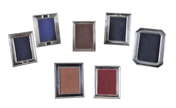 Lot of seven picture frames in chiseled and embossed silver