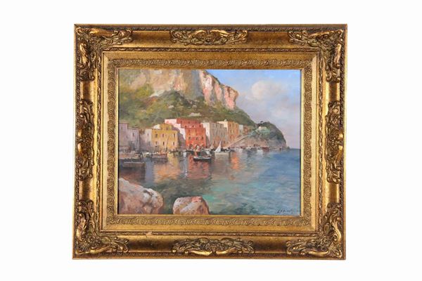 Vincenzo Laricchia - Signed. "View of Capri", oil painting on canvas