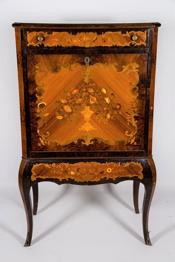 Bar cabinet in walnut and bois de rose