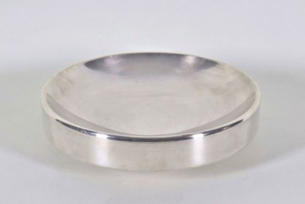 Fruit bowl with ice bucket inside in silver metal, signed Lino Sabattini