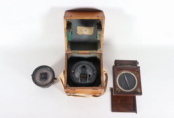 Lot of three antique compasses