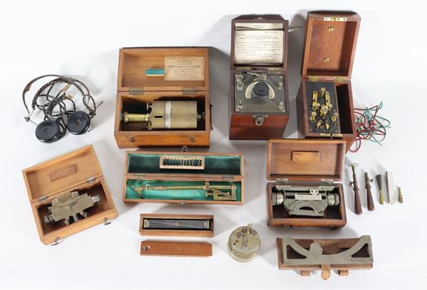 Lot of nine ancient instruments for measurement and transmission
