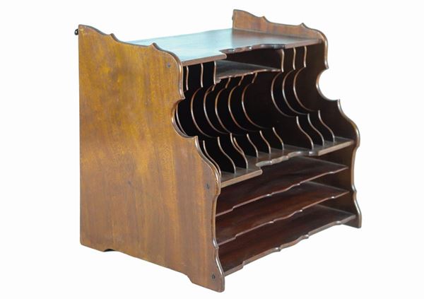 Mahogany table card holder with various compartments