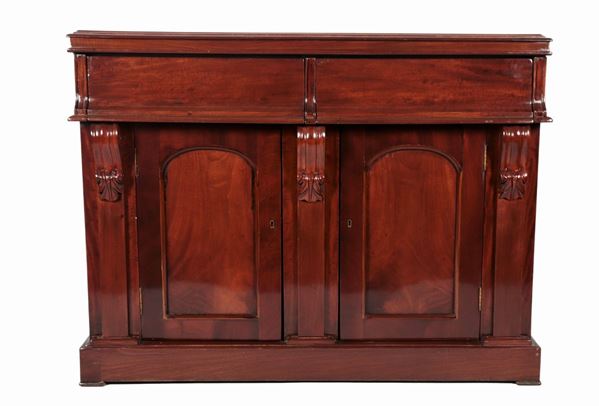 Servant in mahogany with two drawers and two doors underneath