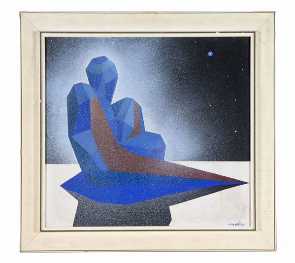 Pittore Contemporaneo - Signed. 'Il Solitario' tempera on plywood cm. 50 x 54